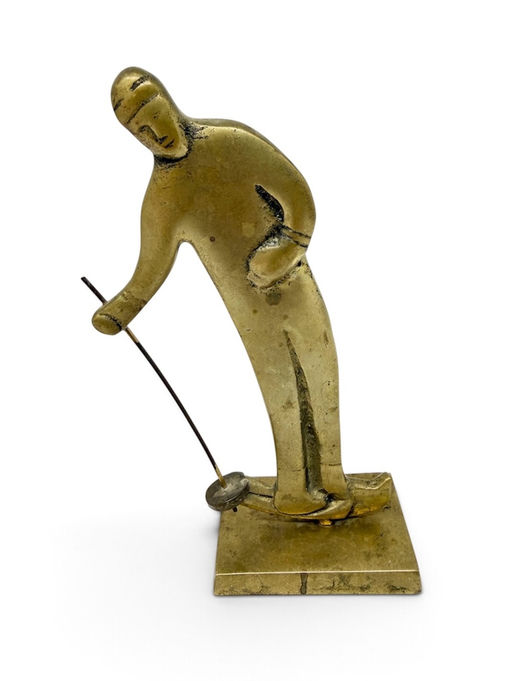 Vintage Brass Skier Figurine - Rare Mid Century Modern
